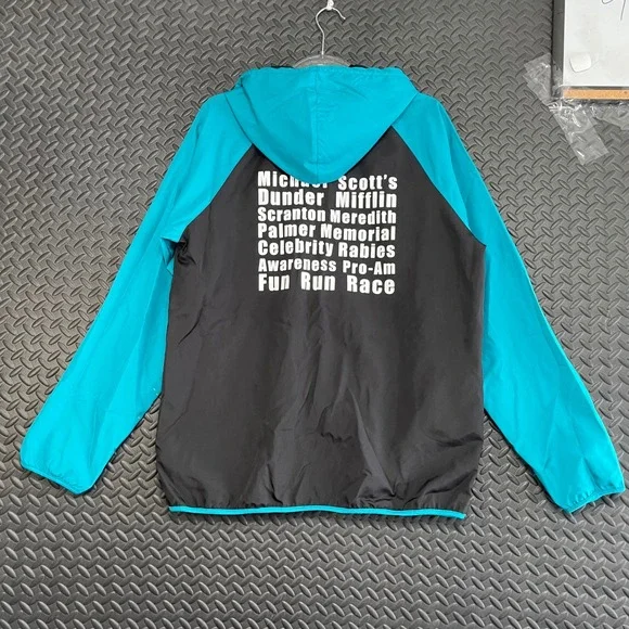 The Office Michael Scott Black Blue‎ Windbreaker Jacket Full Zip Men's Size M - Picture 2 of 9
